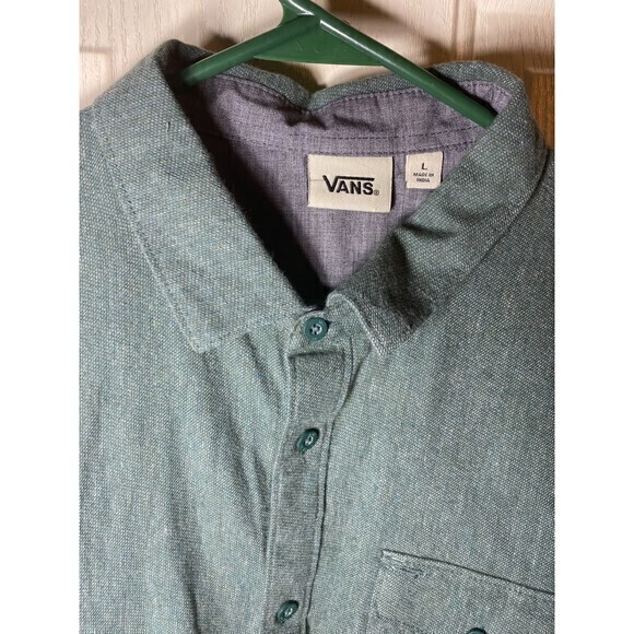 Vans Off The Wall Military Green Long Sleeve Button Down Shirt - Picture 3 of 3